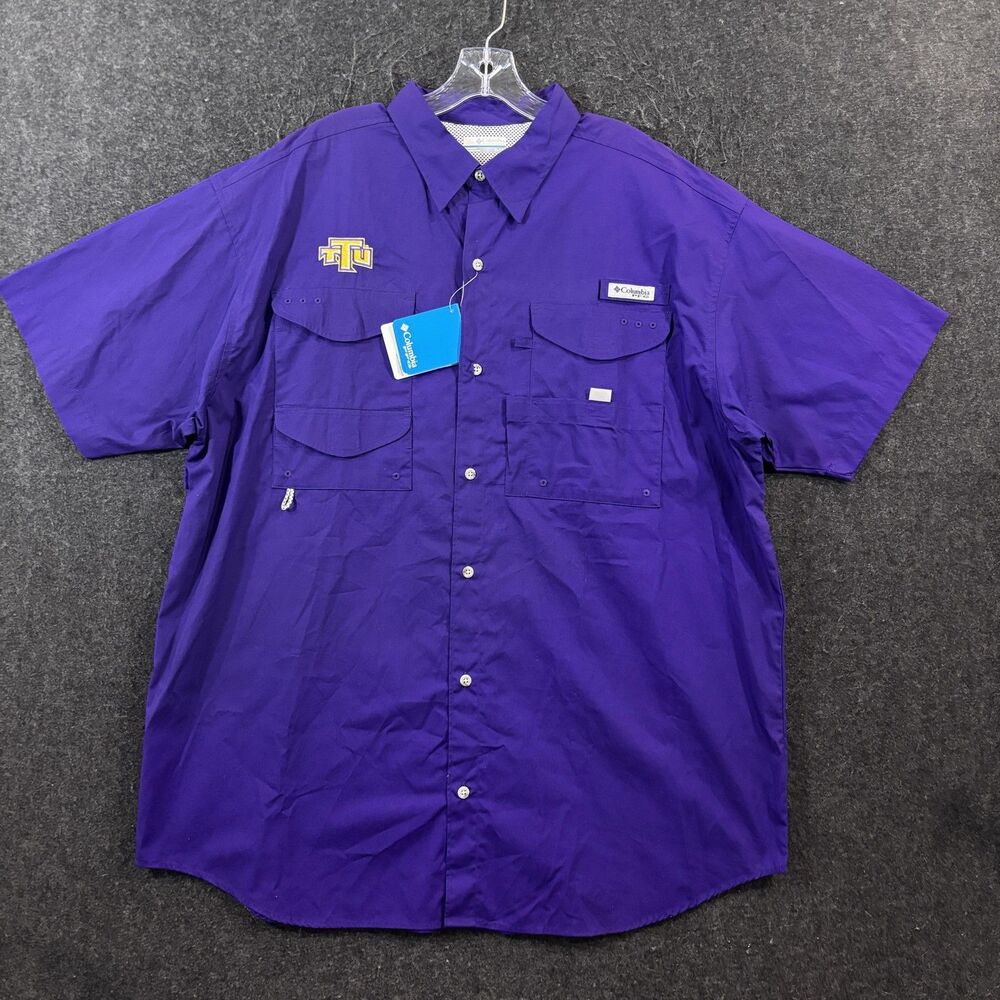 Tennessee Tech Golden Eagles Shirt Men's XL Purple Columbia PFG Fishing Vented